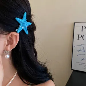Acrylic Starfish Hair Clip Seaside Vacation Style Duckbill Clip Fresh Fashion Handmade Hair Accessories For Women Girls