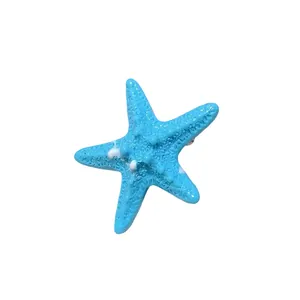 Sky blue acrylic starfish hair clip for seaside vacation and summer beach style