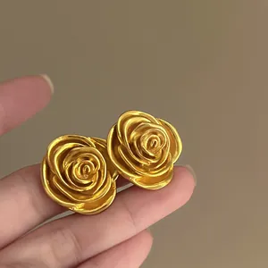 Vintage Rose Blume Ohrstecker Für Damen Elegante Gold Legierung Florale Ohrringe Mit Silber Ohrringpfosten Minimalistischer Schmuck