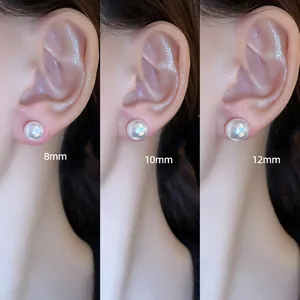 Elegant Artificial Pearl Stud Earrings With 925 Sterling Silver Earring Post Gold Plated Fashion Jewelry For Women