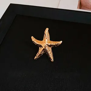 Elegant gold textured metal starfish stud earrings with vintage minimalist design