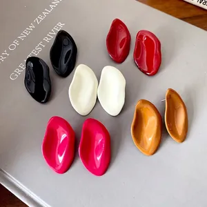 Pendientes de Gota de Esmalte de Óvalo Irregular Con Poste de Plata de Ley 925 Joyería de Diseño de Nicho para Mujeres