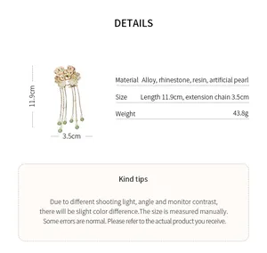 Detailed specifications and size labels for this antique style butterfly tassel hair clip