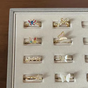 Anello Regolabile Farfalla per Donna Lega Zirconia Perla Artificiale Stile Fresco Dolce Cool Gioielleria di Moda Anello