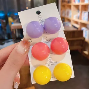 Orecchini a Bottone con Sfera Rotonda Grande Perno in Argento Sterling 925 Minimalisti Colorati in Lega e Resina per Donna Gioielli da Festa