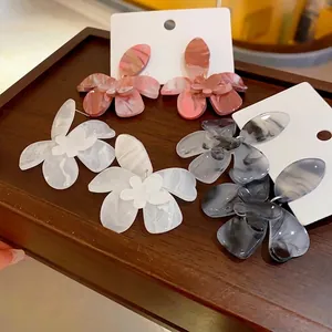 Mori Style Resin Flower Stud Earrings With 925 Sterling Silver Earring Post Fresh Marbling Floral Earrings For Women Fashion Jewelry Accessory