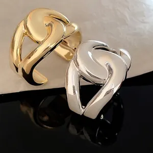 Fashion Acrylic Electroplated Gold Silver Crossed Cuff Bangle For Women Retro Geometric Open Surface Bracelet Accessory