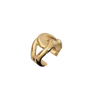 Exaggerated chunky gold criss-cross open cuff bracelet for women