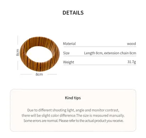 Macro detail showing the wood grain texture of the stylish retro bangle.
