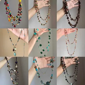 Bohemian Shell Beaded Necklace Ethnic Handmade Colorful Bead Necklace For Women Beach Vacation Fashion Jewelry Accessory