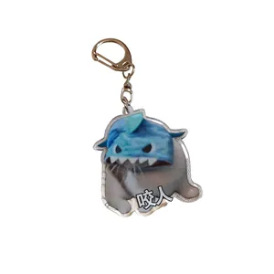 Cute cartoon cat with blue shark hat acrylic keychain for bag charm and keys accessories