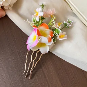 Fourche à cheveux florale en tissu élégant avec fleurs de Frangipanier colorées