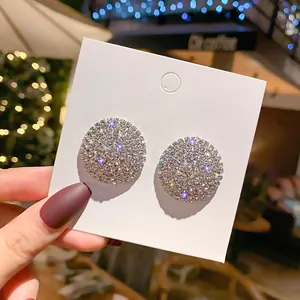 Luxurious Alloy Rhinestone Earrings With 925 Sterling Silver Earring Post Vintage Heart Round Artificial Pearl Stud Earrings For Women Wedding Party Jewelry