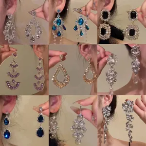 Vintage Court Style Alloy Zirconia Drop Earrings With 925 Sterling Silver Earring Post Luxury Geometric Jewelry For Women