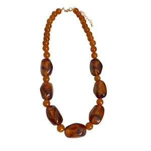 Vintage amber acrylic irregular bead necklace for women minimalist necklace jewelry