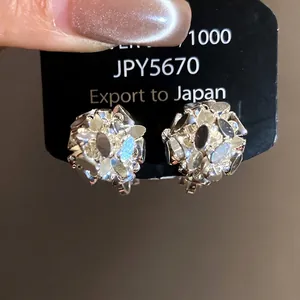 Elegant vintage style flower cluster clip-on earrings with 18k gold plating for women