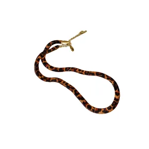Retro leopard print snake bone chain necklace with gold-toned adjustable clasp for women