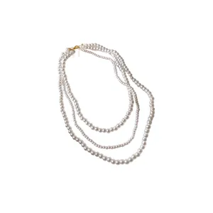 Elegante collana di perle artificiali multistrato in stile francese da donna regalo