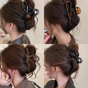 Large Acrylic Hair Claw Clips For Women Thick Hair Elegant Korean Style Matte Shark Clips Non-slip Tortoise Shell Hairpins Accessories