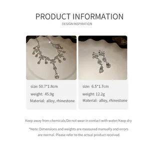 Détails et spécifications de cet ensemble de bijoux élégant avec des strass et des feuilles