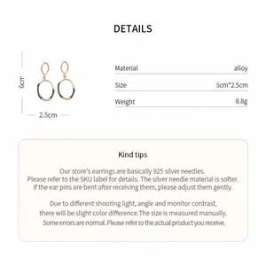 Product details showing size and weight for oval hollow oil-drop stud earrings.