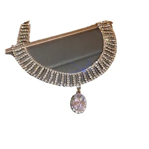 Elegant rhinestone zircon teardrop choker necklace with a brilliant luxury finish