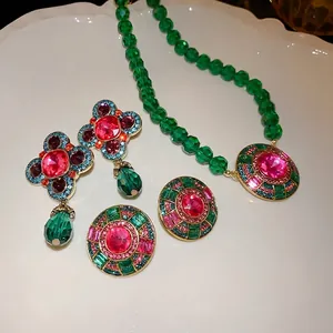 Orecchini a Goccia in Lega e Strass Stile Palazzo Vintage Con Perno in Argento 925 Set Gioielli Lusso Rétro da Donna