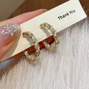 14K Gold Vergoldet Runde Creolen Minimalistische Zirkonia Schmuck Für Damen Mit 925 Sterling Silber Stift GRA