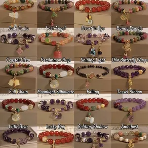 Elegant New Chinese style crystal beaded bracelets with unique vintage charms for women