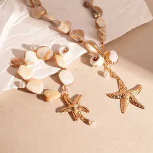 Collana con Pendente a Forma di Stella Marina e Conchiglia in Lega Stile Oceano Bohemien Per Donna Gioielli per Vacanze