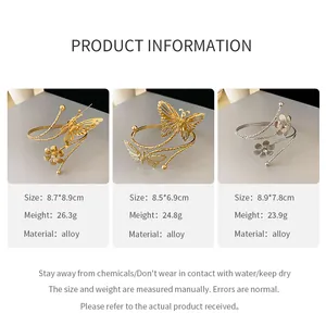 Detailed information card for elegant butterfly and flower alloy open bracelets
