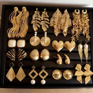 Boucles d'Oreilles Pendantes en Cuivre Vintage Avec Tige en Argent Élégantes Boucles d'Oreilles Perles Artificielles Femme