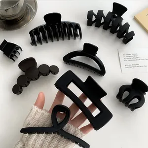 Molletta per Capelli in Acrilico Nero Opaco Rettangolo Croce Geometrica Shark Clip per Donna Elegante Minimalista Accessori per Capelli
