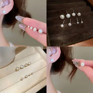 French Retro Freshwater Pearl Stud Earrings With 925 Sterling Silver Earring Post Elegant Minimalist Jewelry For Women