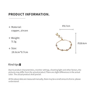 Product info for zircon flower adjustable bracelet with dimensions 28.6cm by 0.7cm