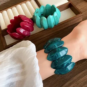 Braccialetti vintage fatti a mano in acrilico marmorizzato per donna in più colori