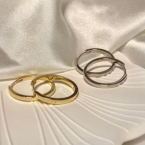 Orecchini a Cerchio in Lega Minimalisti Con Perno in Argento Sterling 925 Oro Argento Placcato Orecchini Geometrici per Donna Gioielli