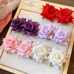 Dolci Orecchini a Bottone in Tessuto a Forma di Fiore Romantica Rosa Con Perno in Argento per Donna Gioielli Moda Vacanza al Mare