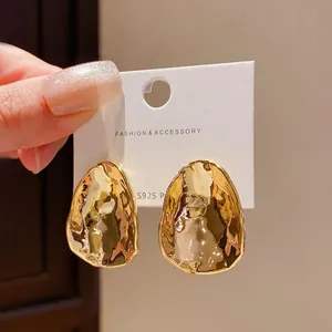 Irregular Metal Stud Earrings For Women Chic Minimalist Alloy Earrings With 925 Sterling Silver Earring Post Gold Silver Plated Jewelry