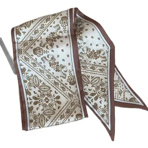 Elegant vintage paisley print skinny scarf neck ribbon for women fashion accessory