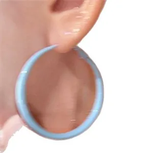 Boucles d'oreilles créoles bleu clair minimalistes de style Y2K chic pour femmes