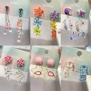 Orecchini a Bottone a Forma di Stella e Farfalla in Lega con Strass con Perno Orecchino Argento Stile Ins Gioielli Donna