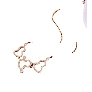 Elegant rose gold hollow gourd pendant necklace with sparkling pavé crystals