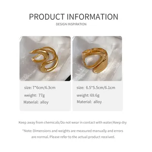 Irregular geometric chunky gold cuff bracelet specifications and dimensions display