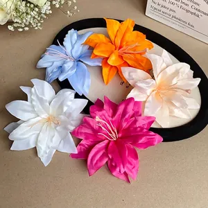 Vibrant set of five colorful lily flower duckbill hair clips for women vintage fairy style