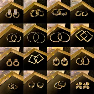 Minimalist Geometric Metal Hoop Earrings With 925 Sterling Silver Post Alloy Gold Silver Plated Korean Fashion Ear Jewelry For Women