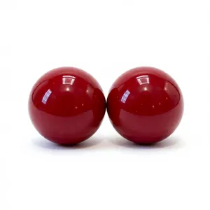 Minimalisti orecchini a lobo sferici rossi lucidi con eleganti perni in argento 925