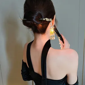 Glowing palace style hair stick with pearl tassels for elegant traditional updos