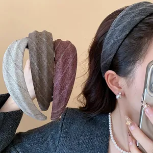 Serre-tête coréen en tissu rayé pour femme, accessoire de cheveux chic automne hiver