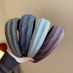 Lot de 4 serre-têtes élégants en tissu rayé avec motif à chevrons pour l'automne